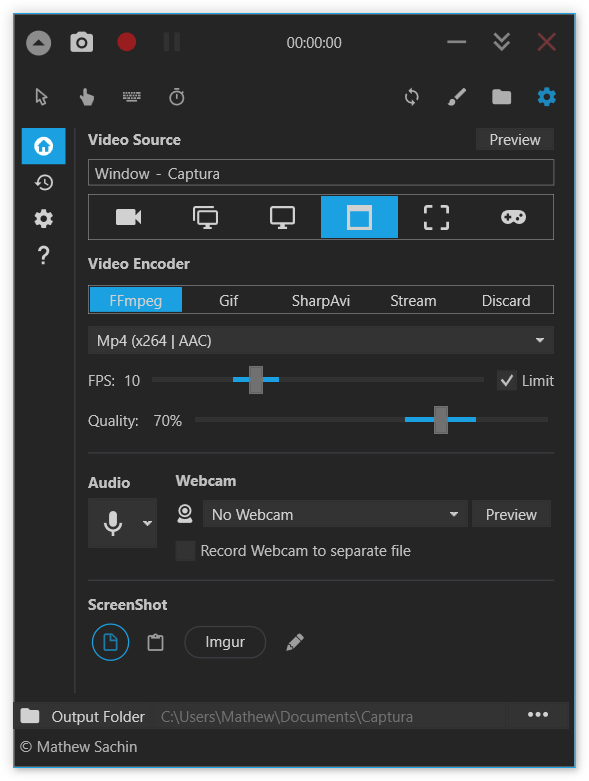 游戏录制设置界面